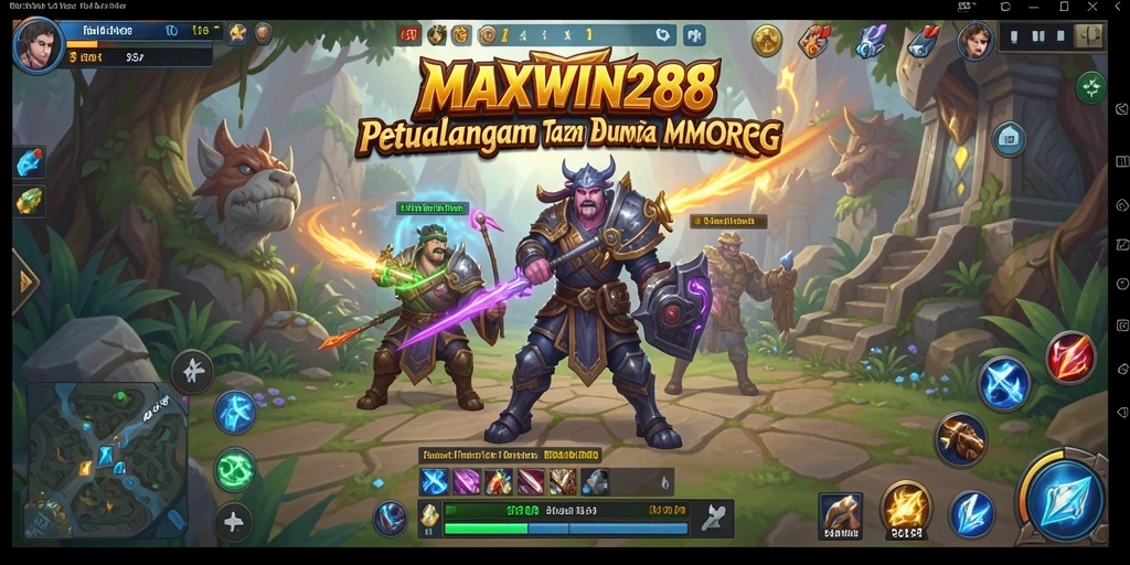Tangkapan layar gameplay MAXWIN288 yang menunjukkan pertarungan seru dan karakter unik.